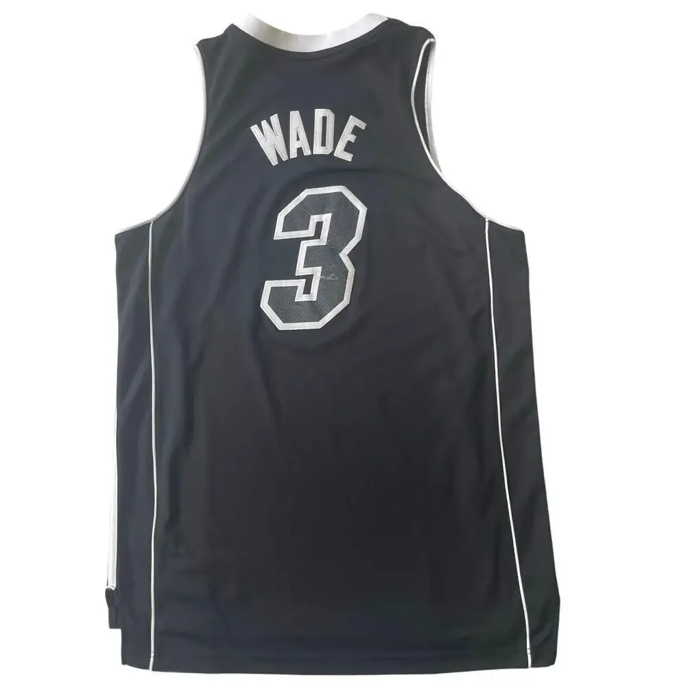 ADIDAS NBA MIAMI HEAT JERSEY DWYANE WADE SPECIAL EDITION BLACK OUT STITCHED SZ L